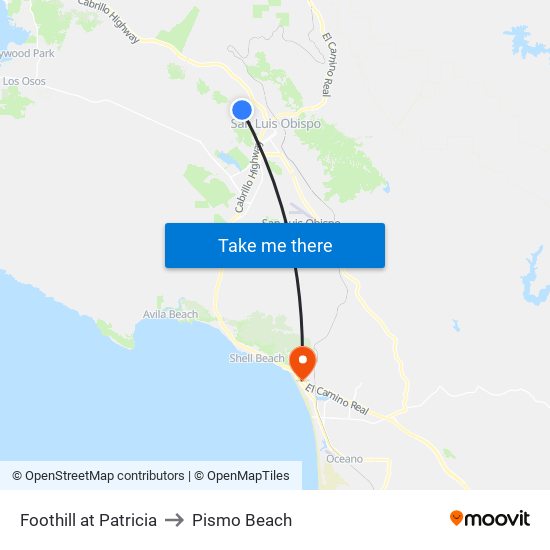 Foothill at Patricia to Pismo Beach map