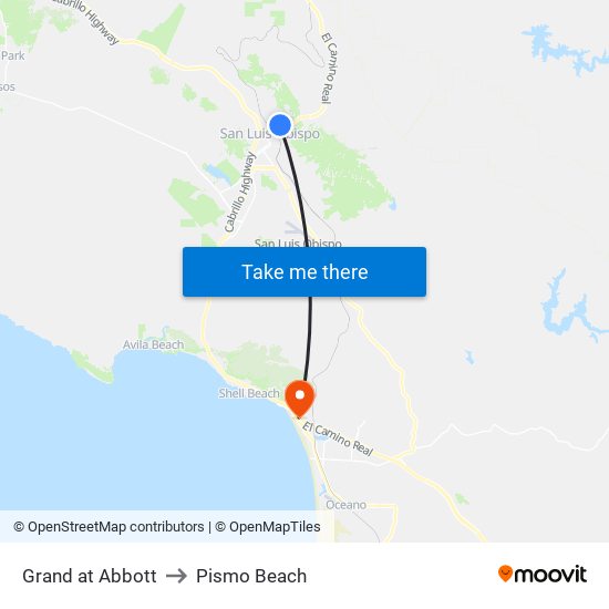 Grand at Abbott to Pismo Beach map