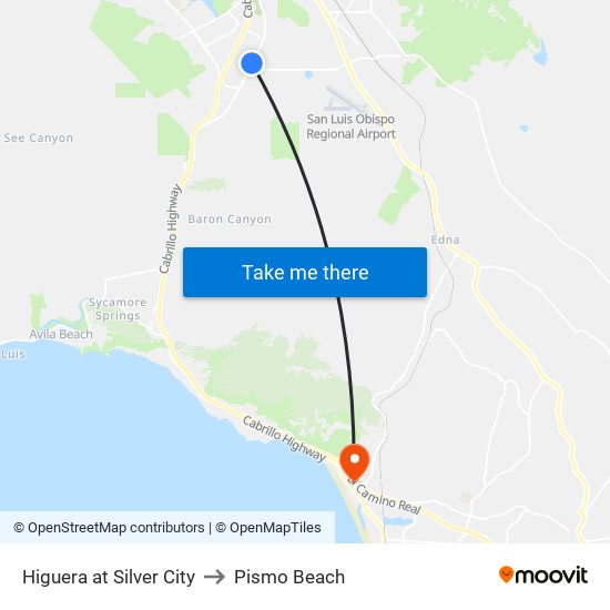 Higuera at Silver City to Pismo Beach map