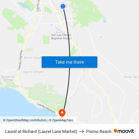 Laurel at Richard (Laurel Lane Market) to Pismo Beach map