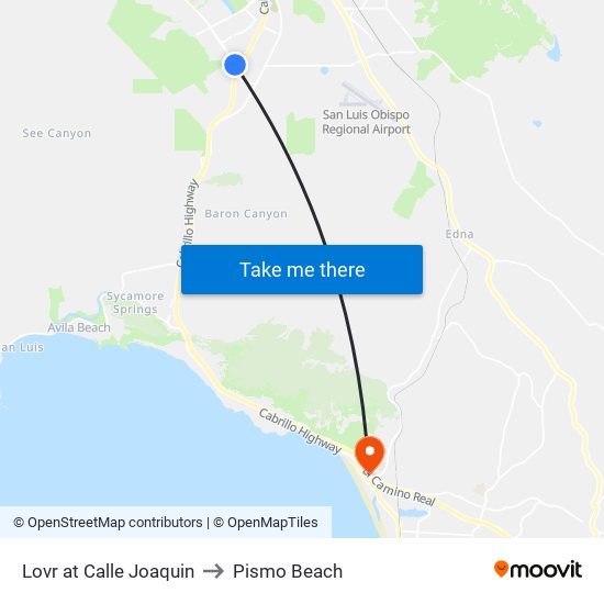 Lovr at Calle Joaquin to Pismo Beach map