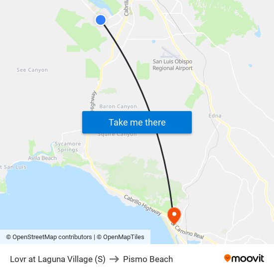 Lovr at Laguna Village (S) to Pismo Beach map