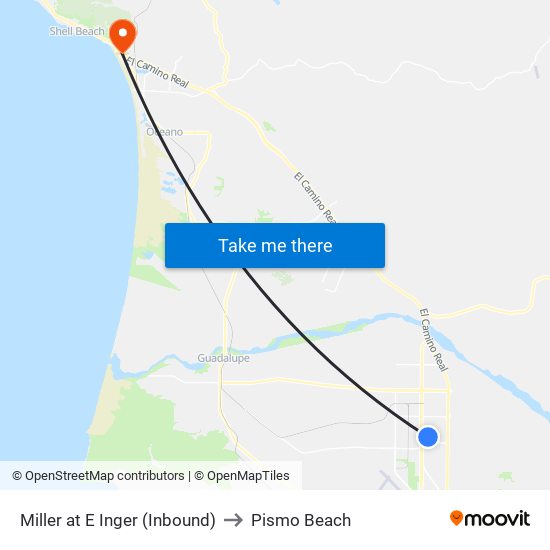 Miller at E Inger (Inbound) to Pismo Beach map