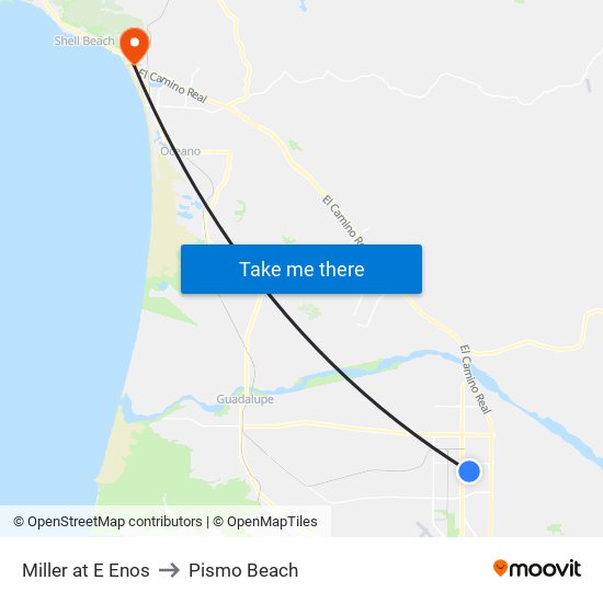 Miller at E Enos to Pismo Beach map