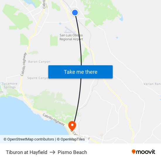 Tiburon at Hayfield to Pismo Beach map