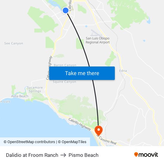 Dalidio at Froom Ranch to Pismo Beach map