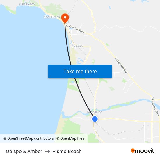 Obispo & Amber to Pismo Beach map
