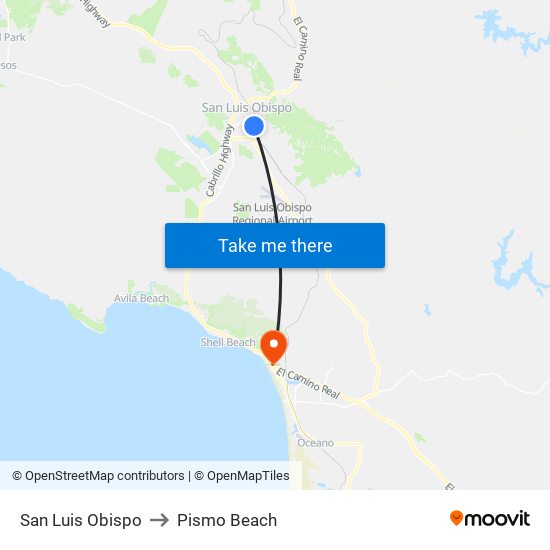 San Luis Obispo to Pismo Beach map