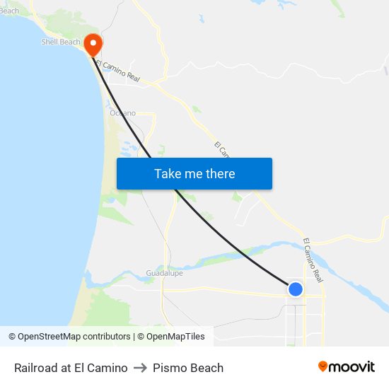 Railroad at El Camino to Pismo Beach map