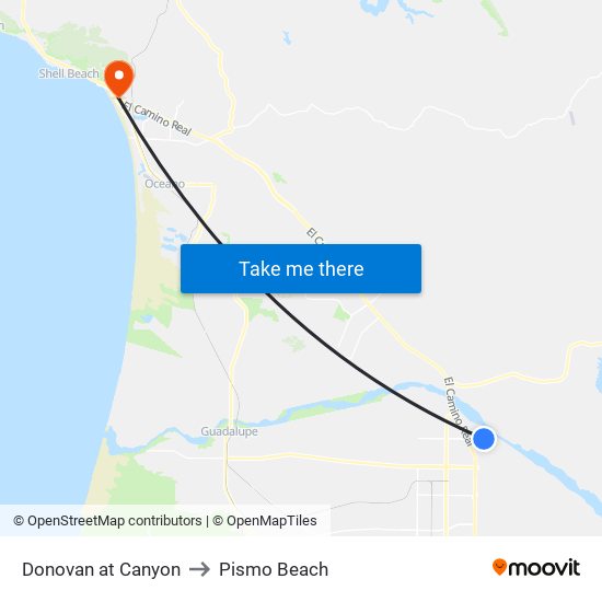 Donovan at Canyon to Pismo Beach map