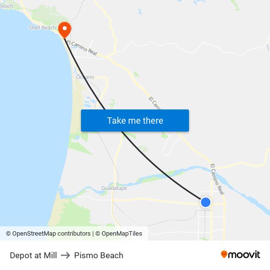 Depot at Mill to Pismo Beach map