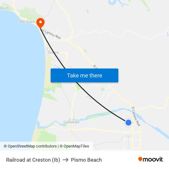 Railroad at Creston (Ib) to Pismo Beach map