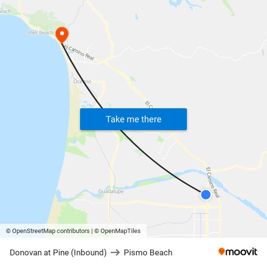 Donovan at Pine (Inbound) to Pismo Beach map