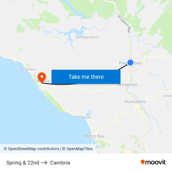 Spring & 22nd to Cambria map