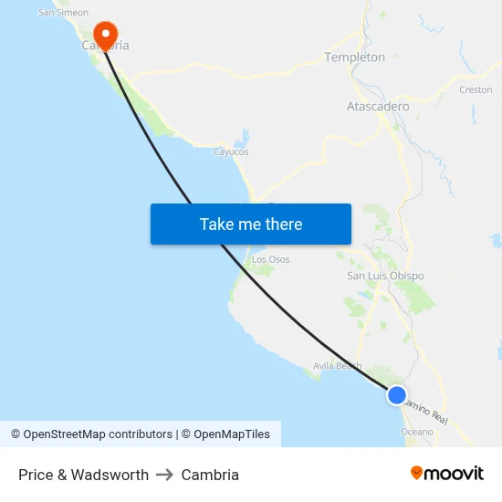 Price & Wadsworth to Cambria map