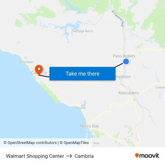 Walmart Shopping Center to Cambria map