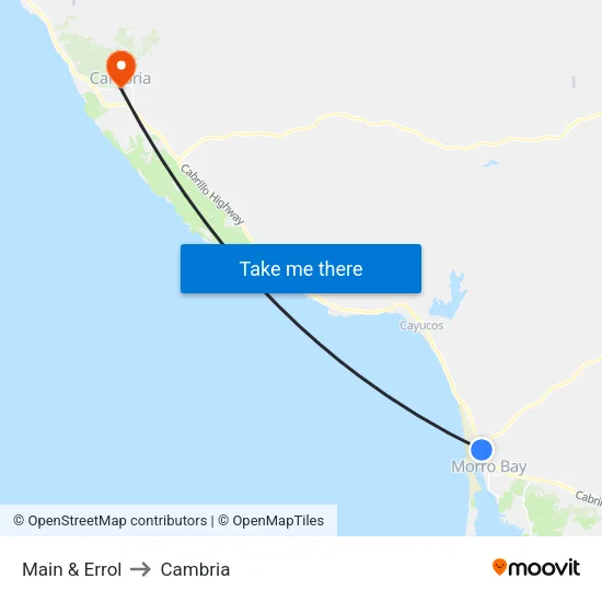 Main & Errol to Cambria map