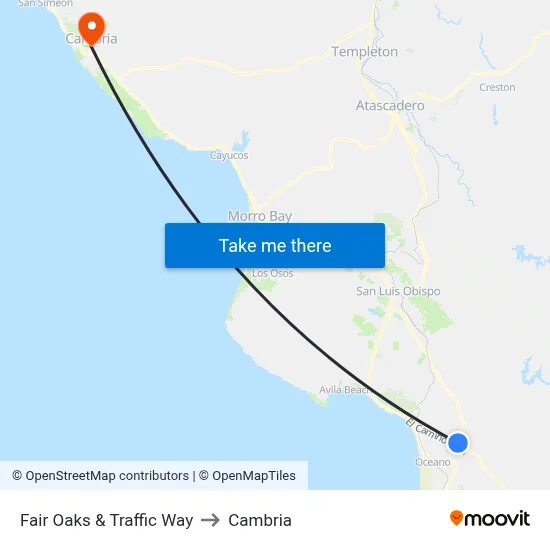 Fair Oaks & Traffic Way to Cambria map