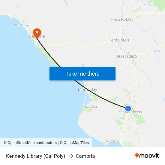 Kennedy Library (Cal Poly) to Cambria map