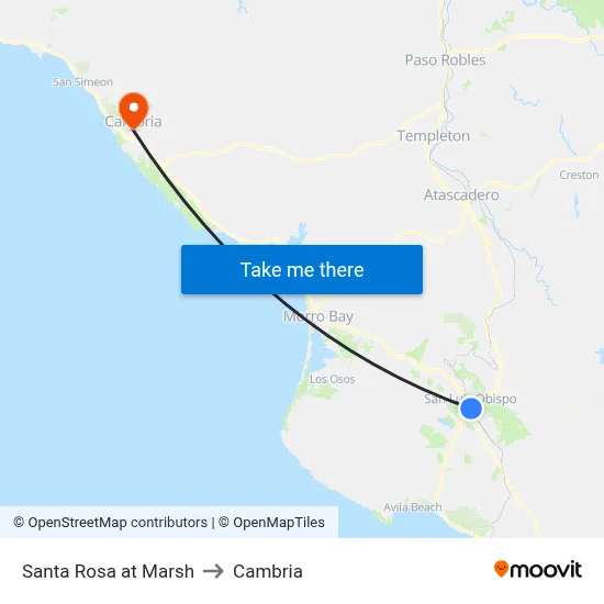 Santa Rosa at Marsh to Cambria map
