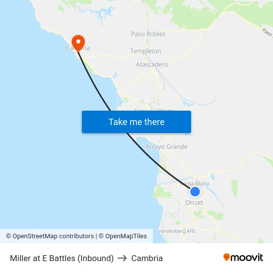Miller at E Battles (Inbound) to Cambria map