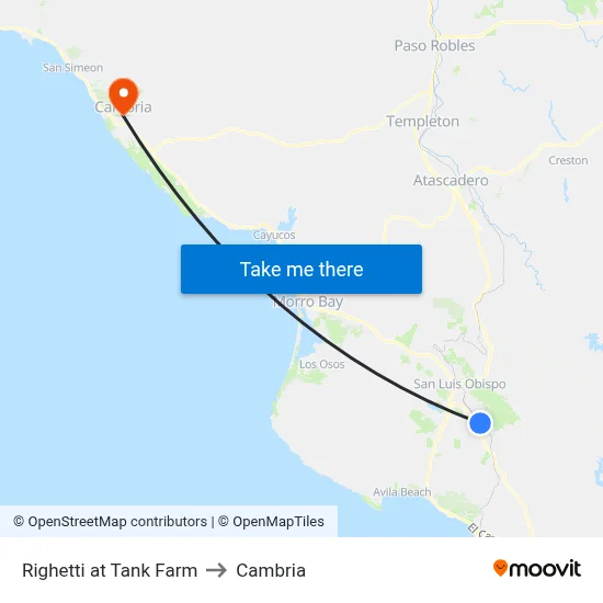 Righetti at Tank Farm to Cambria map