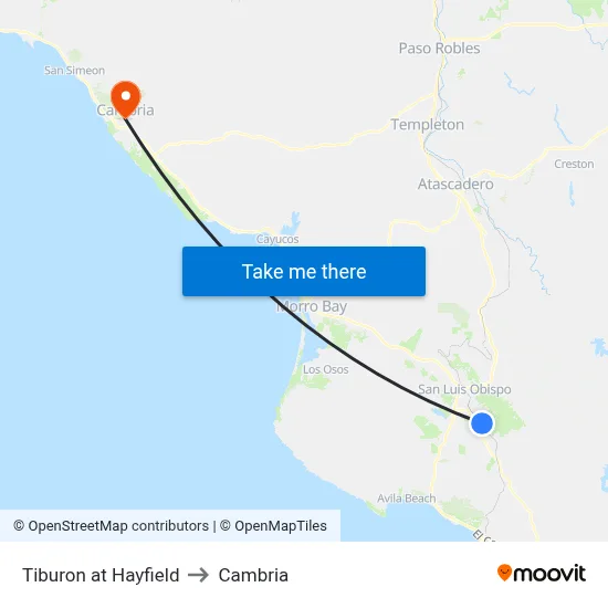 Tiburon at Hayfield to Cambria map
