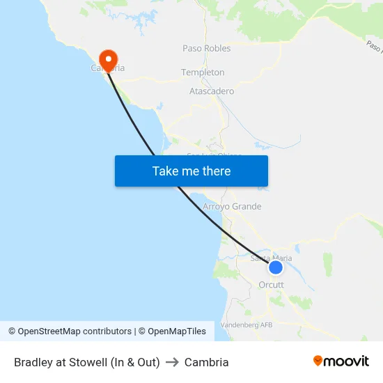 Bradley at Stowell (In & Out) to Cambria map