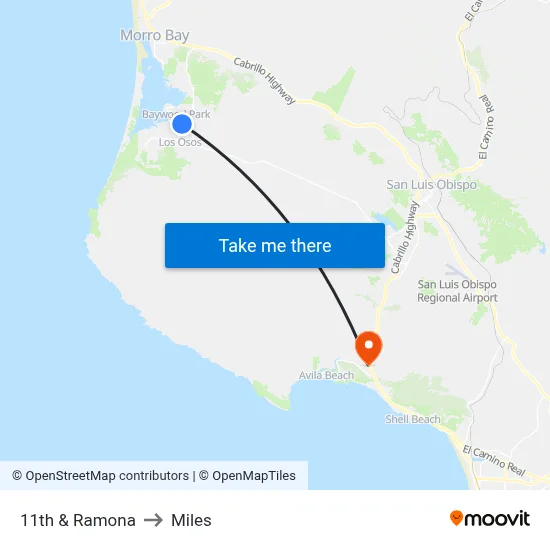 11th & Ramona to Miles map