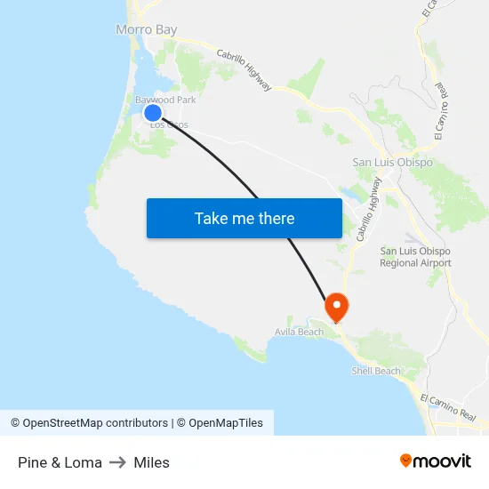 Pine & Loma to Miles map