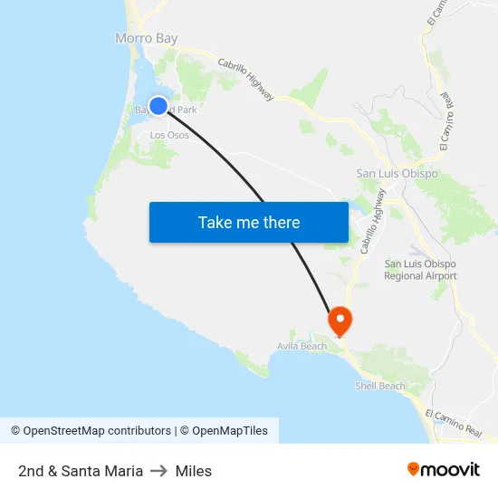 2nd & Santa Maria to Miles map