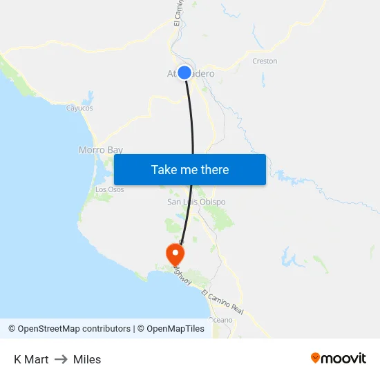 K Mart to Miles map