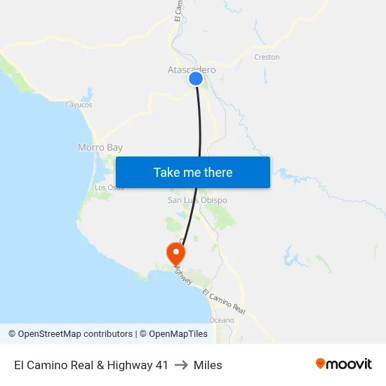 El Camino Real & Highway 41 to Miles map