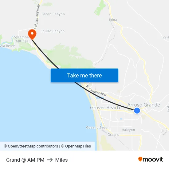 Grand @ AM PM to Miles map