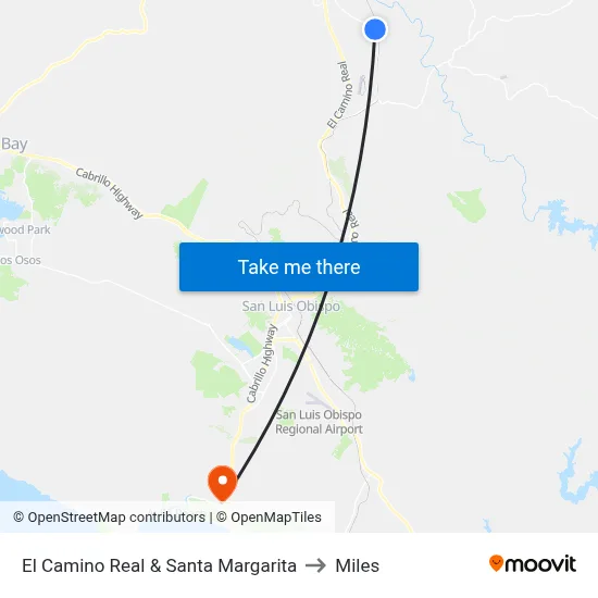 El Camino Real & Santa Margarita to Miles map