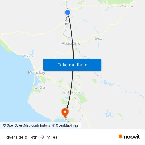 Riverside & 14th to Miles map