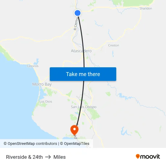 Riverside & 24th to Miles map