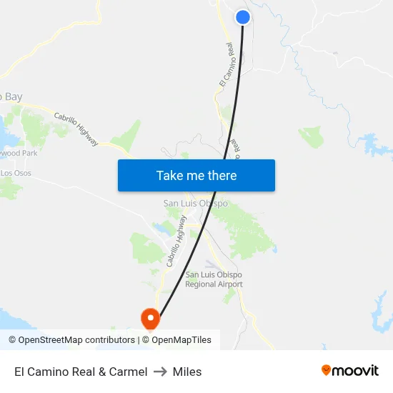 El Camino Real & Carmel to Miles map