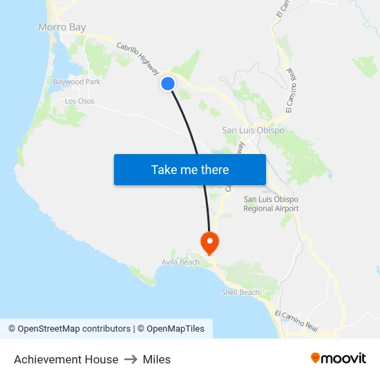 Achievement House to Miles map