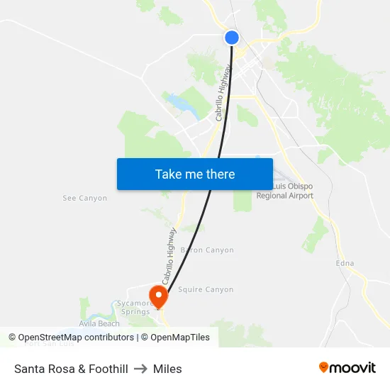 Santa Rosa & Foothill to Miles map