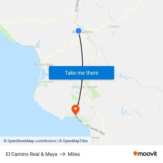 El Camino Real & Maya to Miles map