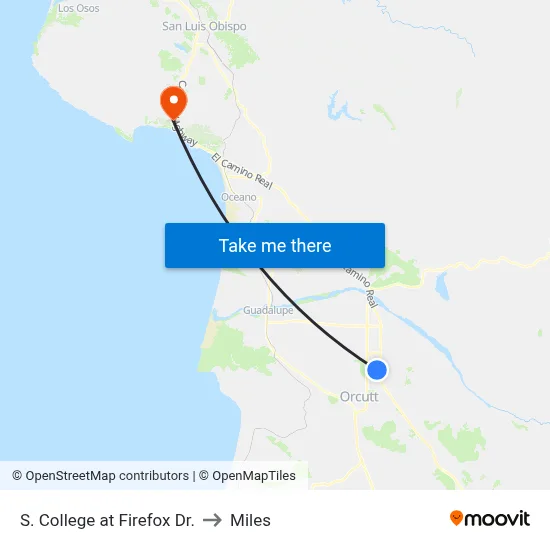 S. College at Firefox Dr. to Miles map