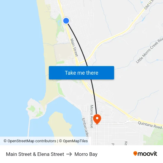 Main Street & Elena Street to Morro Bay map