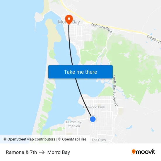Ramona & 7th to Morro Bay map