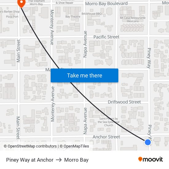 Piney Way at Anchor to Morro Bay map