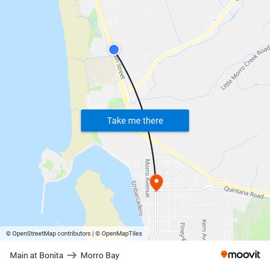 Main at Bonita to Morro Bay map