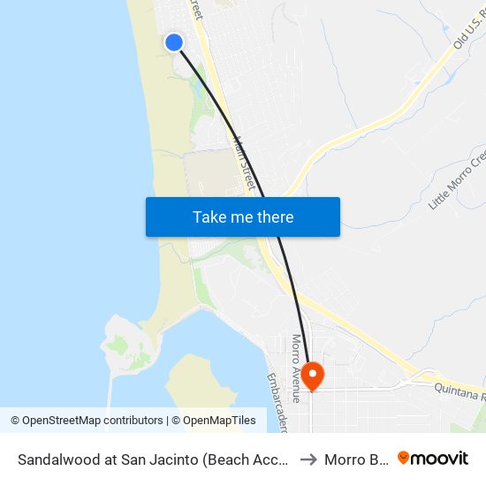 Sandalwood at San Jacinto (Beach Access) to Morro Bay map