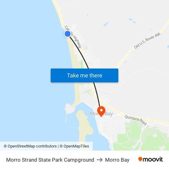 Morro Strand State Park Campground to Morro Bay map