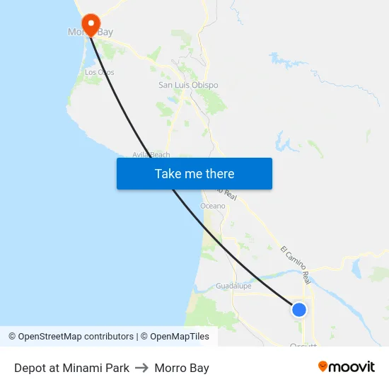 Depot at Minami Park to Morro Bay map