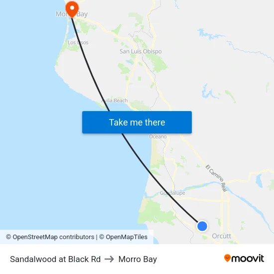 Sandalwood at Black Rd to Morro Bay map